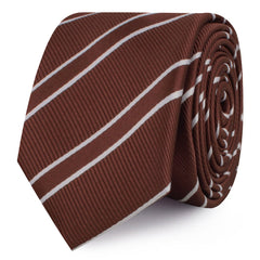 Chocolate Brown Double Stripe Skinny Ties