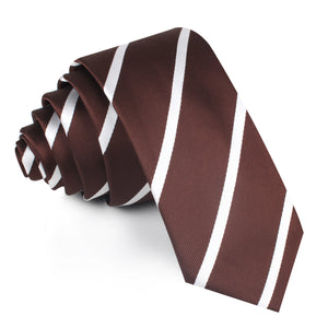 Chocolate Brown Striped Skinny Tie