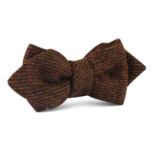 Chocolate Brown Striped Wool Diamond Bow Tie