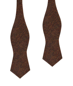 Chocolate Brown Striped Wool Diamond Self Bow Tie