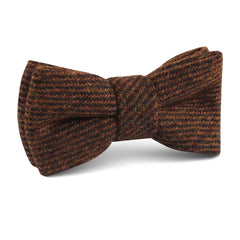Chocolate Brown Striped Wool Kids Bow Tie