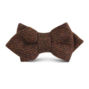 Chocolate Brown Striped Wool Kids Diamond Bow Tie