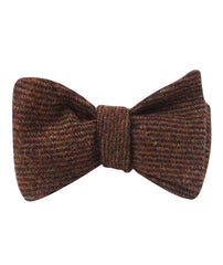 Chocolate Brown Striped Wool Self Tied Bowtie