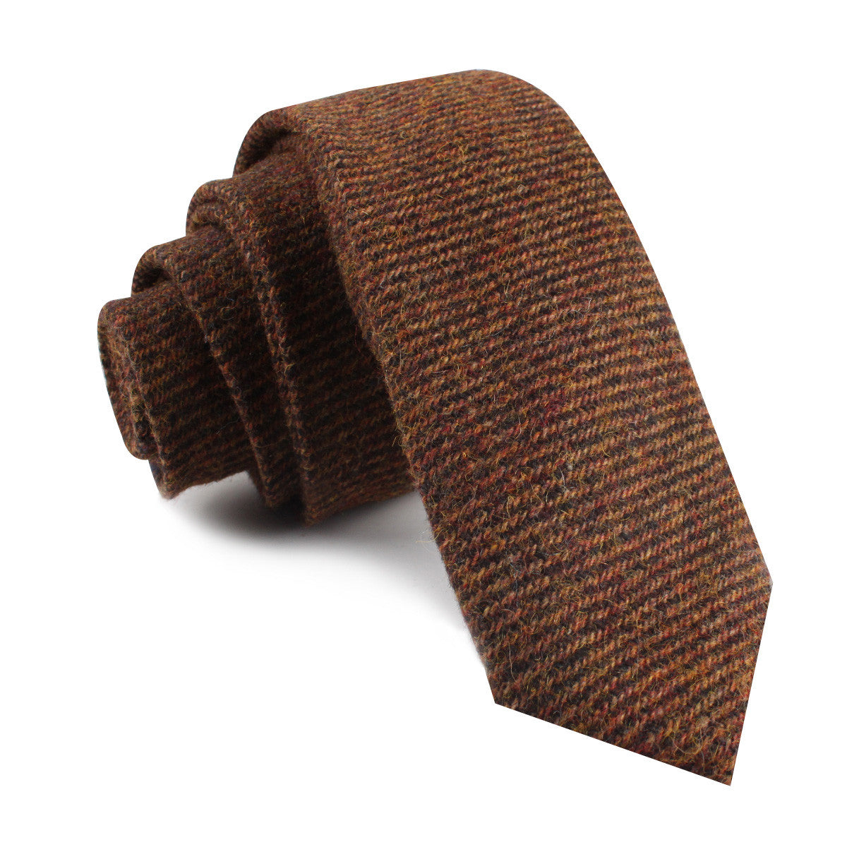 Chocolate Brown Striped Wool Skinny Tie