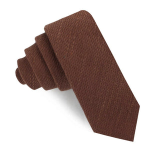 Cinnamon Brown Coarse Linen Skinny Tie
