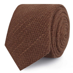 Cinnamon Brown Coarse Linen Skinny Ties