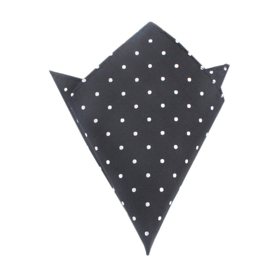 Coal Black with White Polka Dots Pocket Square