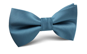 Coastal Blue Satin Bow Tie
