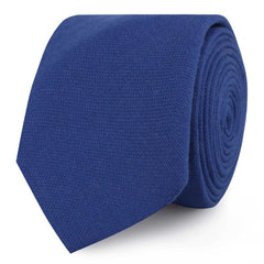Cobalt Blue Linen Skinny Ties
