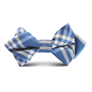 Cobalt Blue with White Stripes Kids Diamond Bow Tie