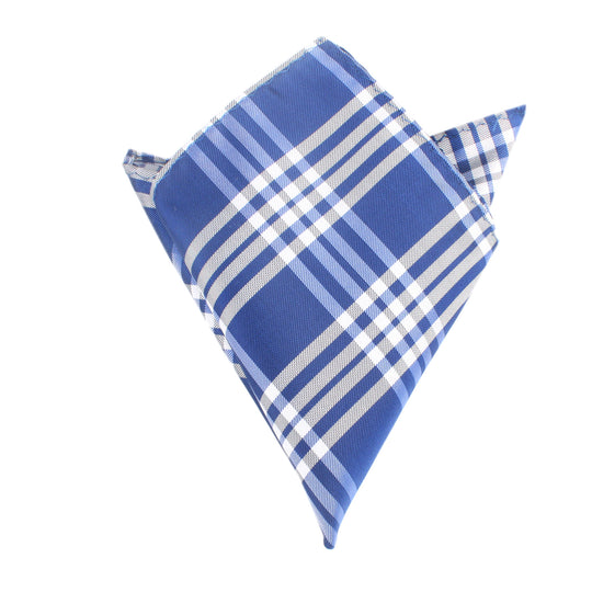 Cobalt Blue with White Stripes Pocket Square