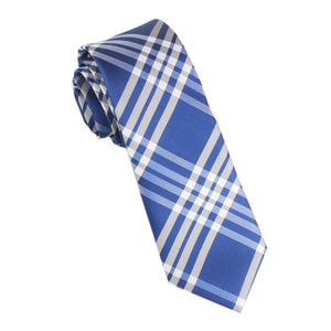 Cobalt Blue with White Stripes Skinny Tie