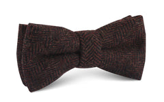 Coffee Herringbone Coarse Wool Bow Tie