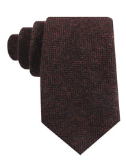 Coffee Herringbone Coarse Wool Tie