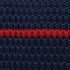 Landa Navy Blue with Red Stripes Knitted Tie Fabric