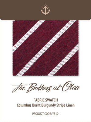 Fabric Swatch (Y310) - Columbus Burnt Burgundy Stripe Linen