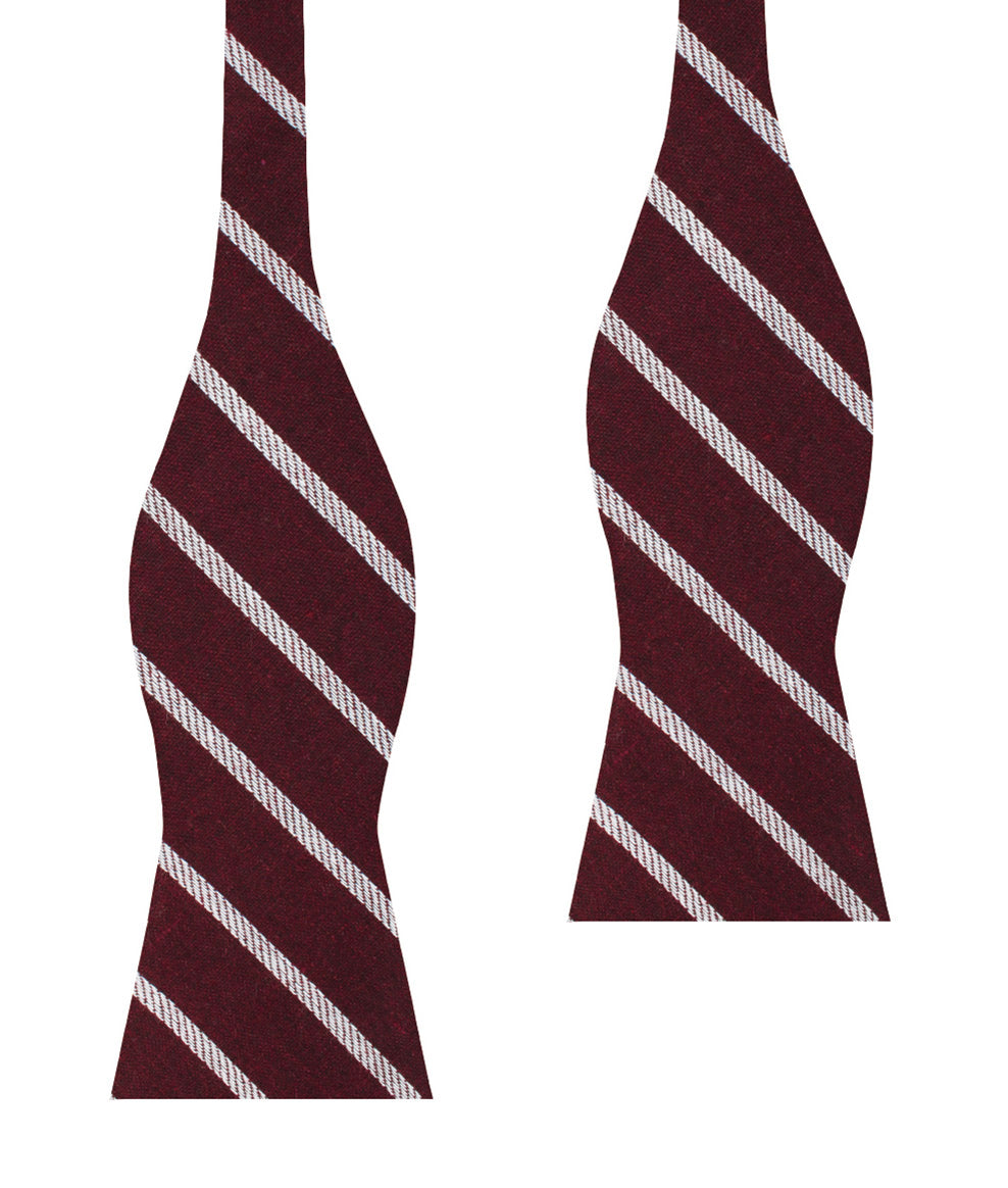 Columbus Burnt Burgundy Stripe Linen Self Bow Tie