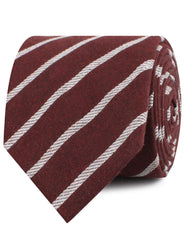 Columbus Burnt Burgundy Stripe Linen Neckties