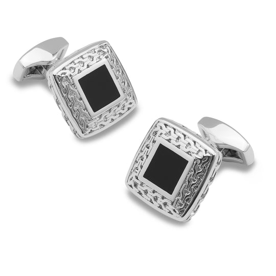 Commodus Aurelius Silver and Black Cufflinks