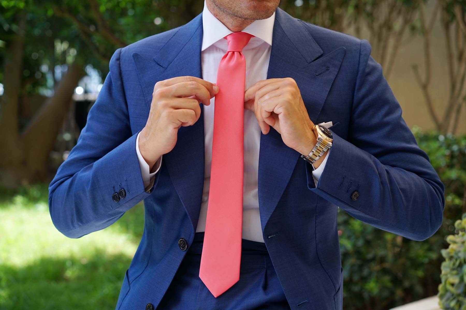 Coral Reef Solid Satin Suit Tie main image 0