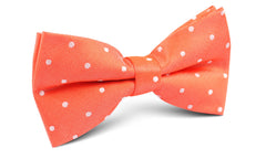 Coral Orange with White Polka Dots Bow Tie