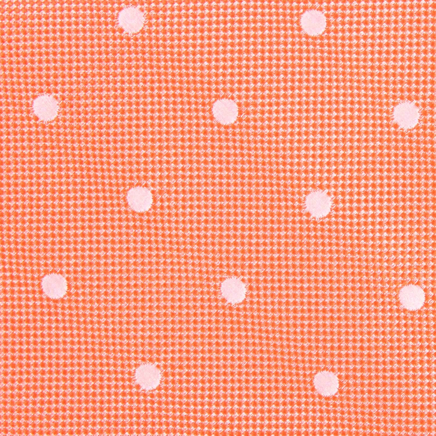 Coral Orange with White Polka Dots Fabric Self Tie Diamond Tip Bow TieM142