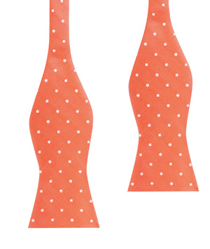 Coral Orange with White Polka Dots Self Tie Bow Tie