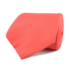 Coral Pink Cotton Necktie Front Roll