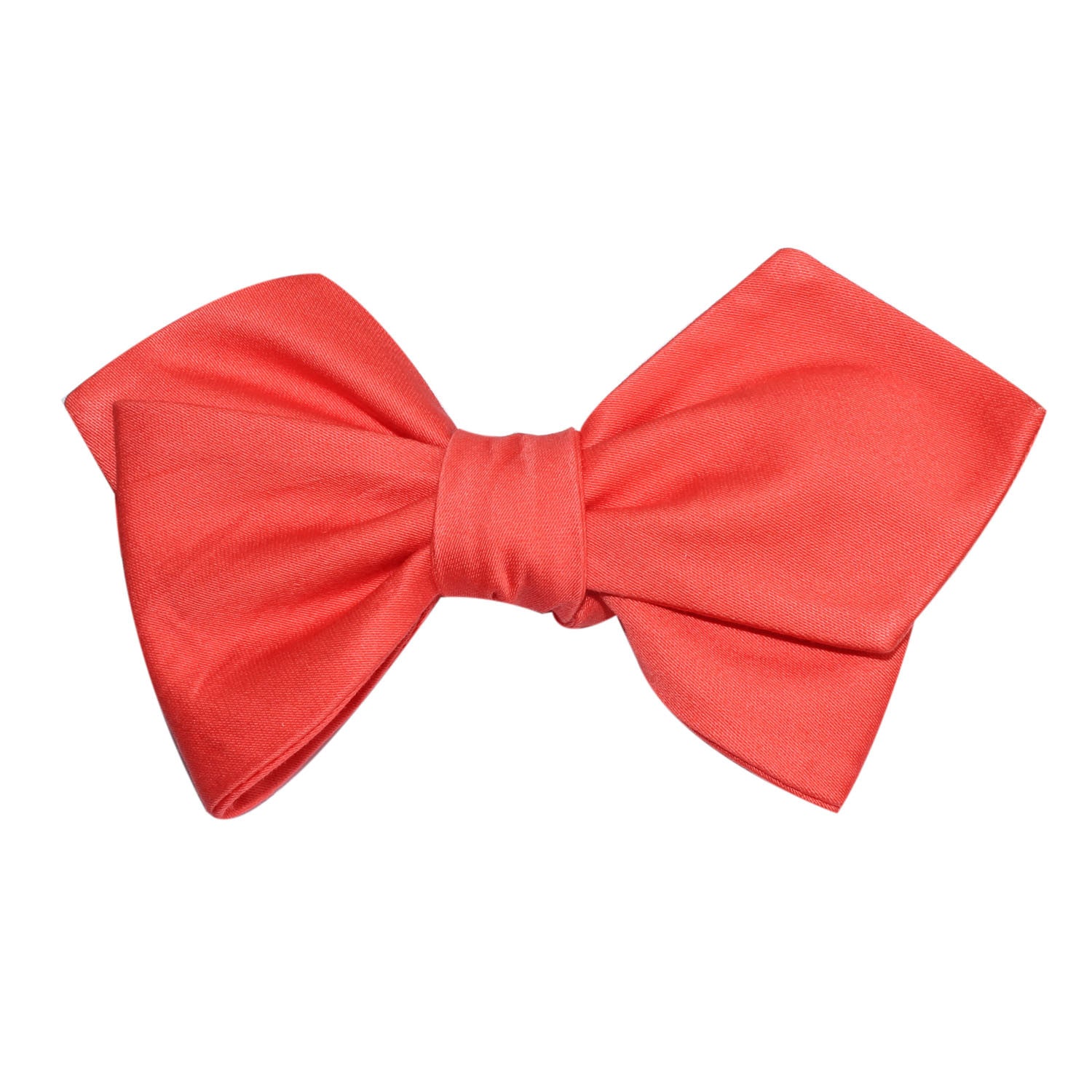 Coral Pink Cotton Self Tie Diamond Tip Bow Tie 1