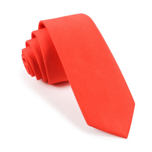 Coral Pink Cotton Skinny Tie
