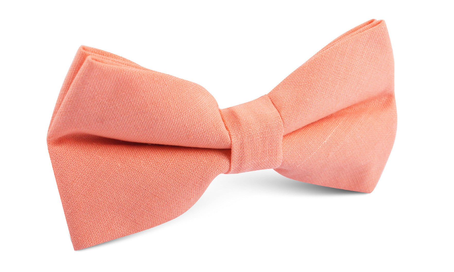 Coral Pink Linen Bow Tie