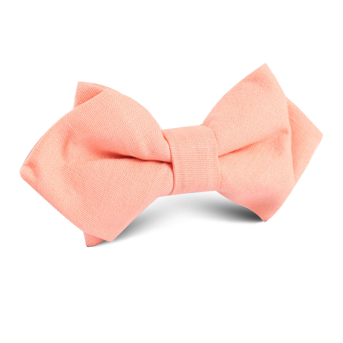 Coral Pink Linen Diamond Bow Tie