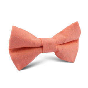 Coral Pink Linen Kids Bow Tie