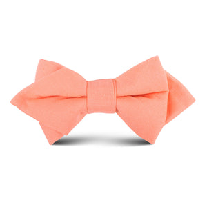 Coral Pink Linen Kids Diamond Bow Tie