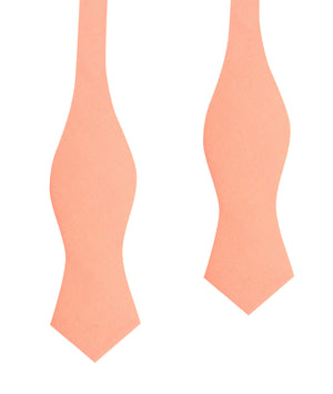 Coral Pink Linen Self Tie Diamond Tip Bow Tie