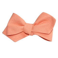 Coral Pink Linen Self Tie Diamond Tip Bow Tie 3