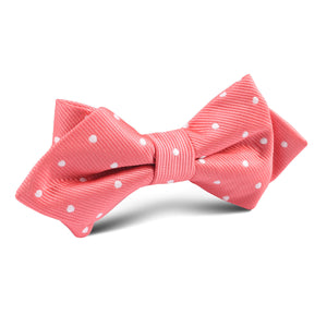 Coral Pink with White Polka Dots Diamond Bow Tie