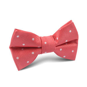 Coral Pink with White Polka Dots Kids Bow Tie