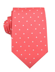 Coral Pink with White Polka Dots Necktie