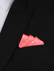 Coral Pink with White Polka Dots Oxygen Three Point Pocket Square Fold