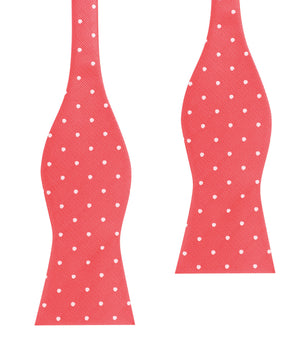 Coral Pink with White Polka Dots Self Tie Bow Tie