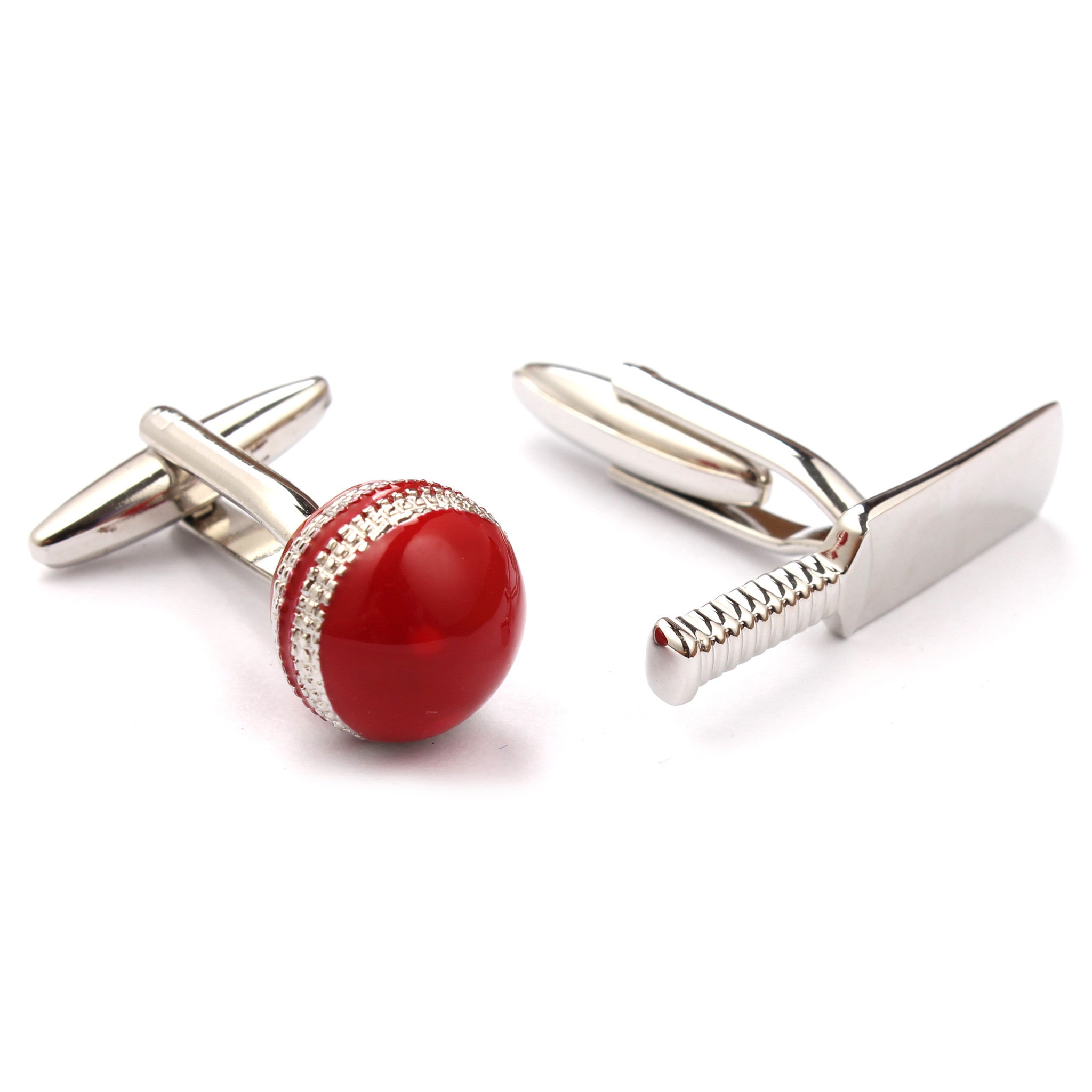 Cricket bat and ball cufflink Double Front Side