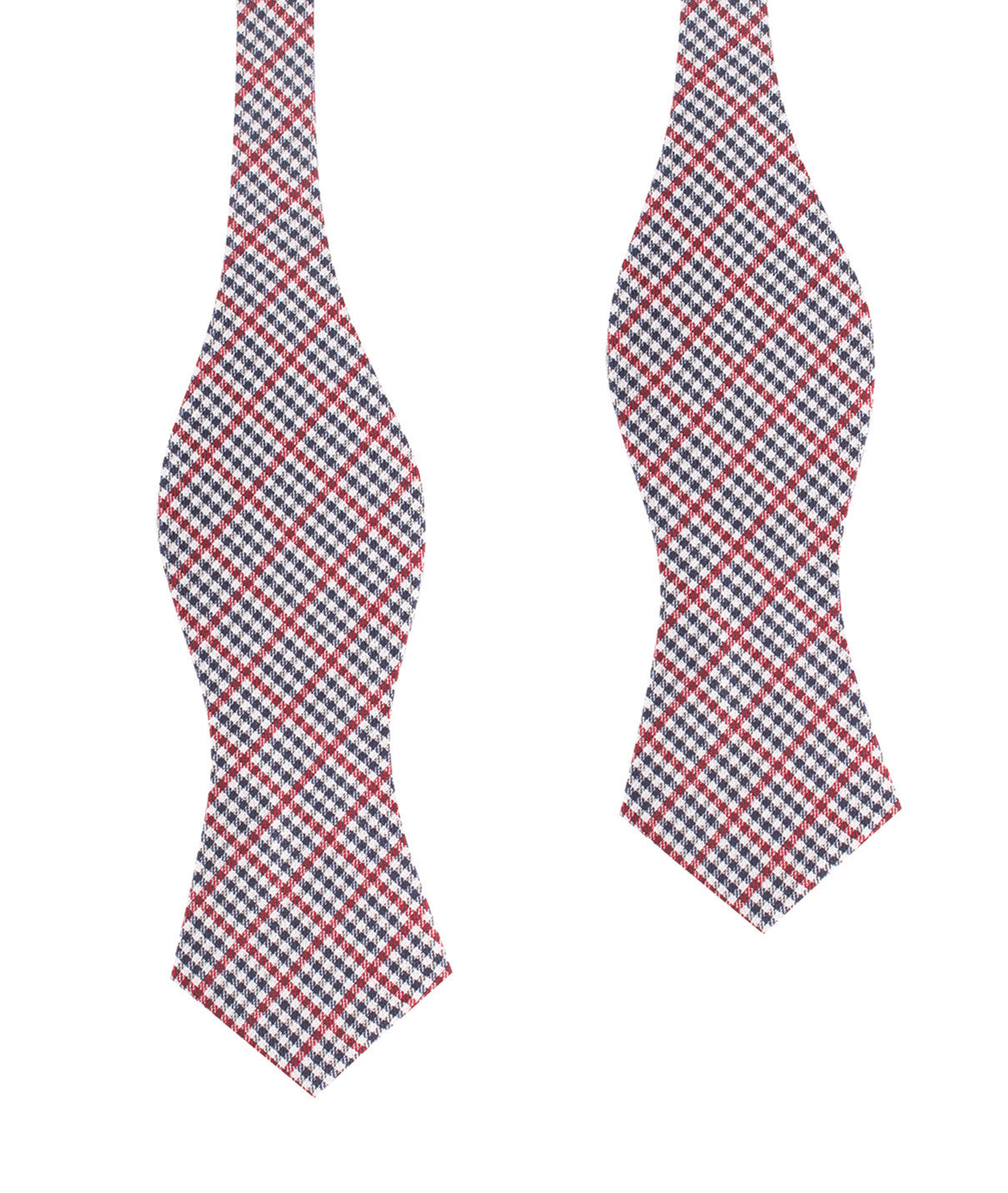 Crimson Gingham Self Tie Diamond Tip Bow Tie
