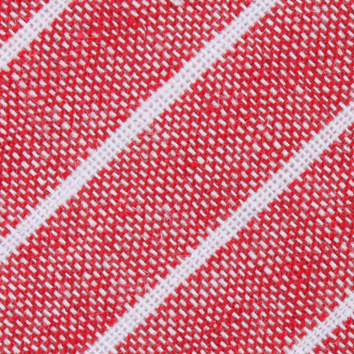 Crimson Red Linen Pinstripe Fabric Necktie
