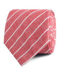 Crimson Red Linen Pinstripe Necktie