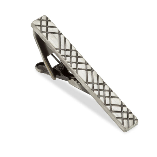 Crosshatch Antique Silver Tie Bar