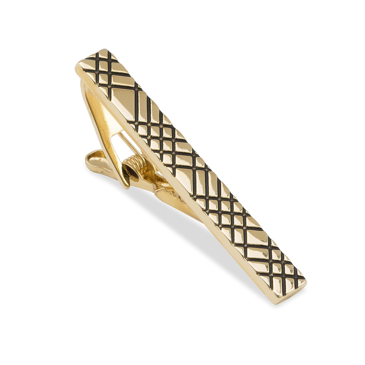 Crosshatch Gold Tie Bar
