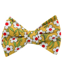 Cuban Marigold Floral Self Bow Tie Folded Up