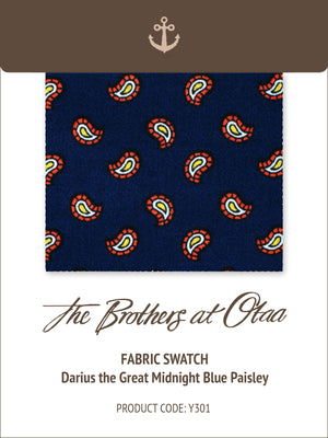 Fabric Swatch (Y301) - Darius the Great Midnight Blue Paisley