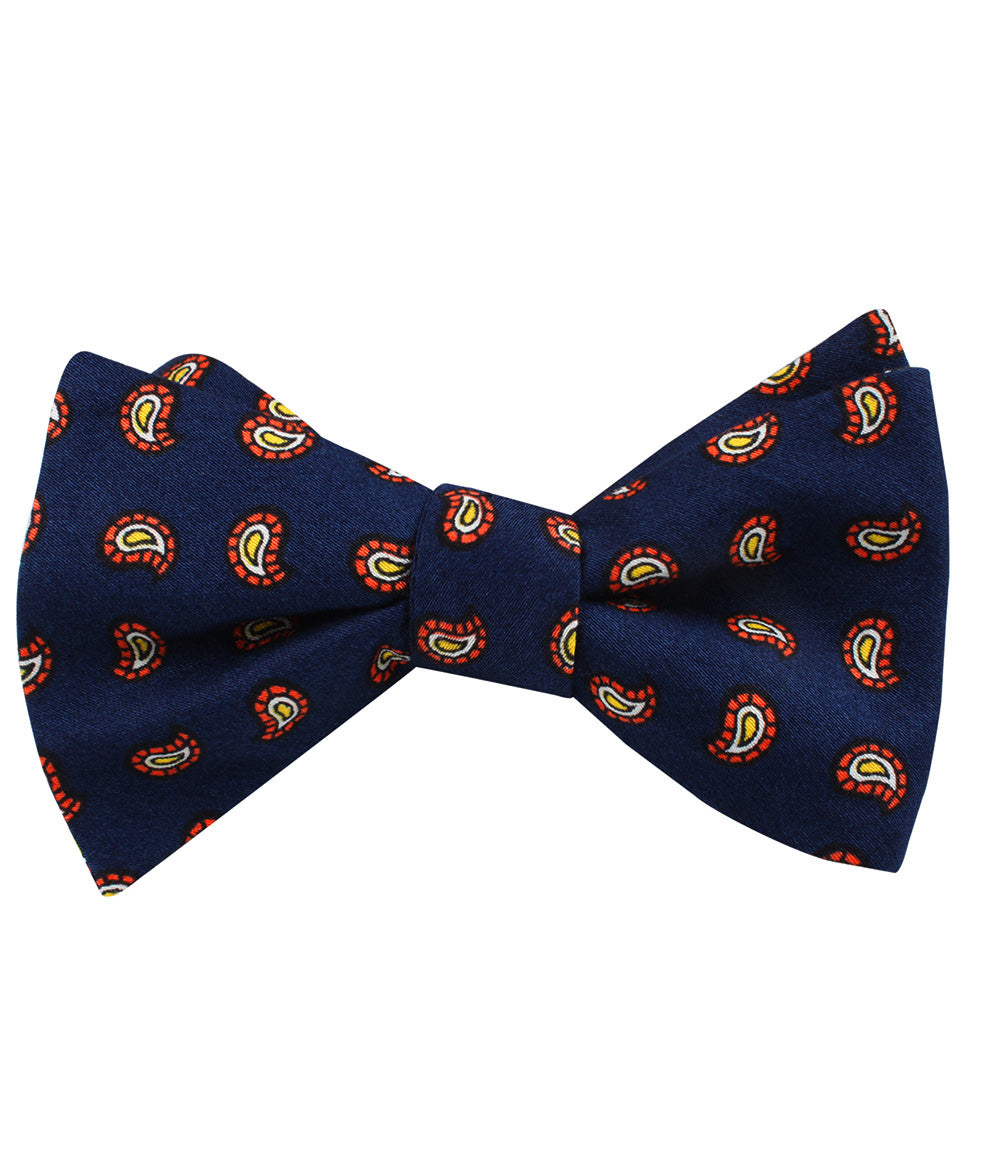 Darius the Great Midnight Blue Paisley Self Bow Tie Folded Up